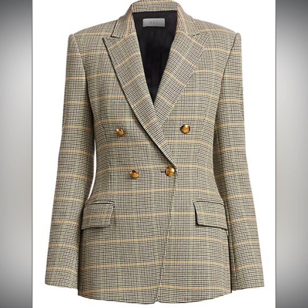 ALC Sedgwick Plaid Double Breasted Blazer